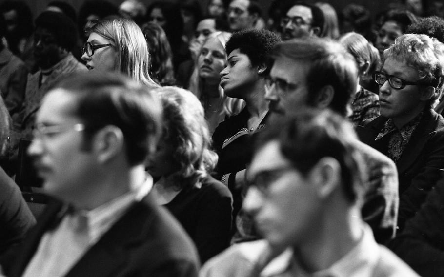 Audience members at the “Black Literature Night” and “Discussion of the Racial Situation in America and Europe” at the Liederhalle in Stuttgart, Feb. 16, 1973. 