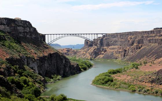 Daredevil Evel Knievel tried and failed to jump the Snake River Canyon in 1974 (stuntman Eddie Braun pulled it off in 2016). There’s a monument to Knievel’s legendary attempt at the foot of the Perrine Memorial Bridge, which crosses the canyon just outside of Twin Falls. Today the bridge is a popular site for BASE jumpers to launch into the abyss 486 feet above the Snake River.