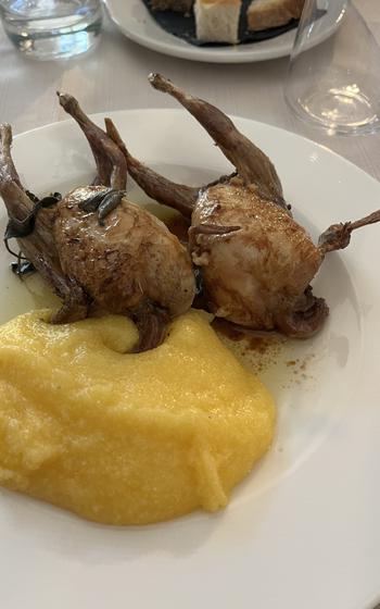 Food served at an Italian restaurant in northeastern Italy