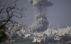 FILE - Smoke rises following an Israeli airstrike in the Gaza Strip, as seen from southern Israel, on Oct. 23, 2023. (AP Photo/Ariel Schalit, File)