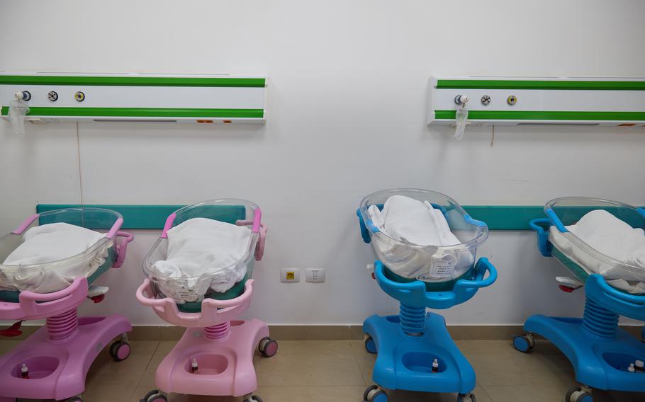 Palestinian babies at the nursery in the hospital.