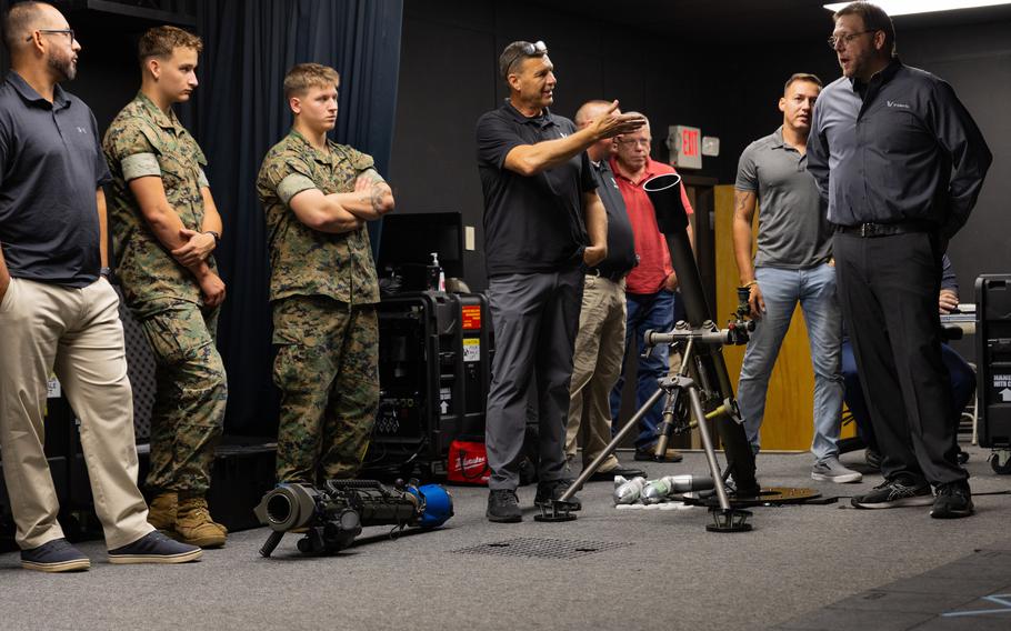 Developers of the Marine Corps' marksmanship simulator for the M252 81 mm mortar and M3A1 Multi-Role Anti-Armor Anti-Personnel Weapons System  explain its use.