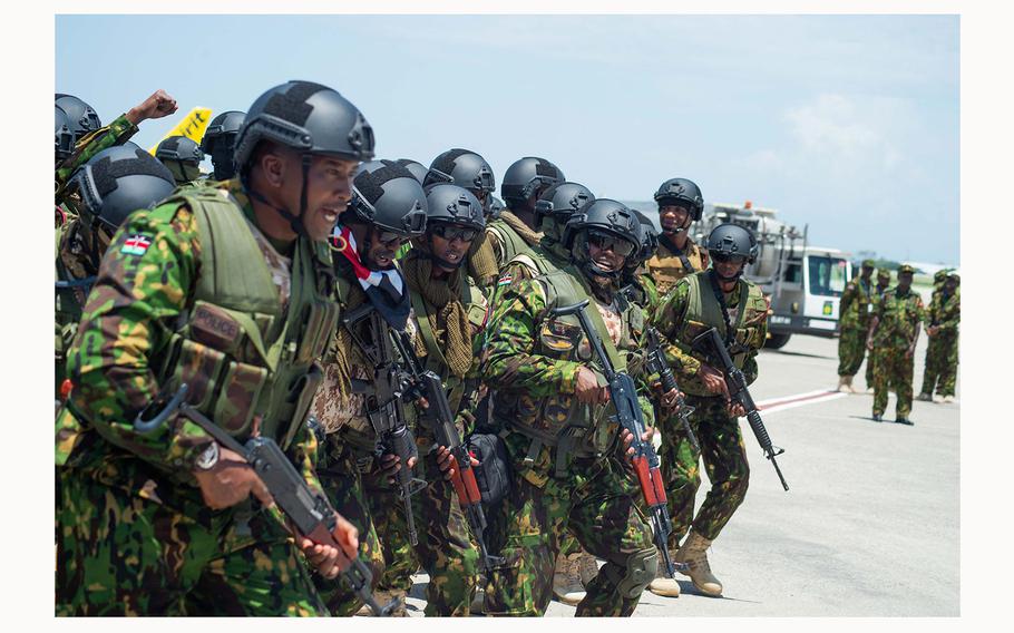 A second contingent of 200 police officers from Kenya arrive at Toussaint Louverture International Airport in Port-au-Prince, Haiti, July 16, 2024. 