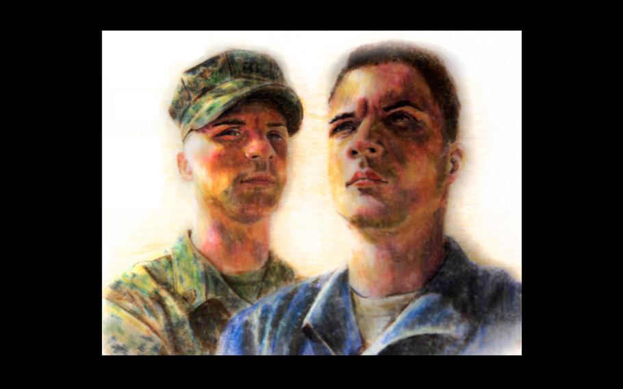 A Marine Corps photo illustration depicts a 2010 advertisement for the Camp Pendleton Transition Assistance Management Program.