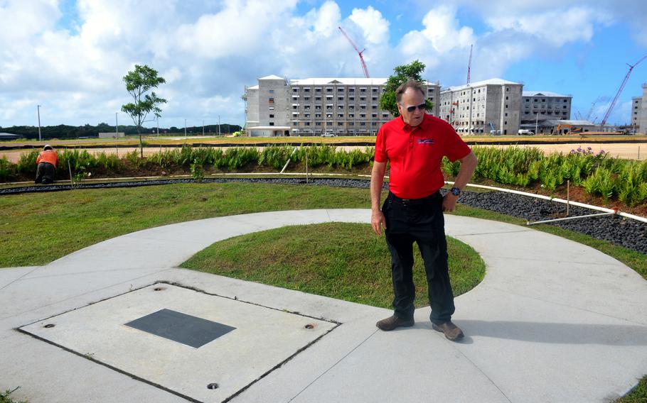 Ronnie Rogers, lead archeaologist for Marine Corps Camp Blaz, Guam, discusses a Chamorro burial mound discovered during the base's construction, Dec. 9, 2022.