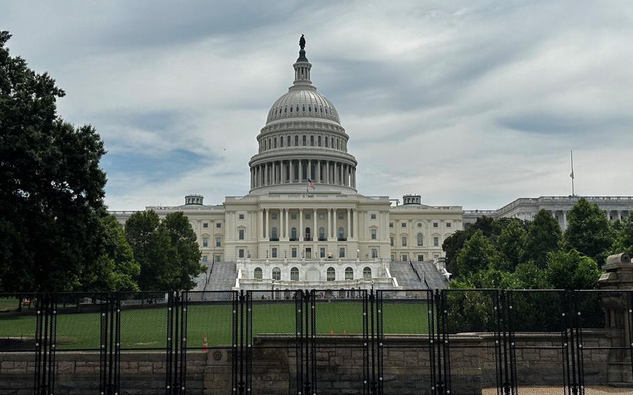 Temporary security fencing surrounds the Capitol grounds on July 23, before an address by Israeli Prime Minister Benjamin Netanyahu to a joint meeting of Congress. 