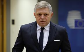 FILE - Slovakia's Prime Minister Robert Fico arrives to a round table meeting at an EU summit in Brussels, Thursday, Feb. 1, 2024. Fico, has been released from hospital where he was treated after an assassination attempt on May 15. (AP Photo/Geert Vanden Wijngaert, File)