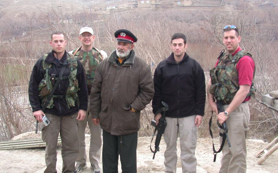 Mark Jackson, a former Army staff sergeant, served at Karshi-Khanabad Air Base in Uzbekistan in 2003 and 2004. Jackson, second from the right wearing a black jacket, is shown during a 2004 deployment to Afghanistan. 