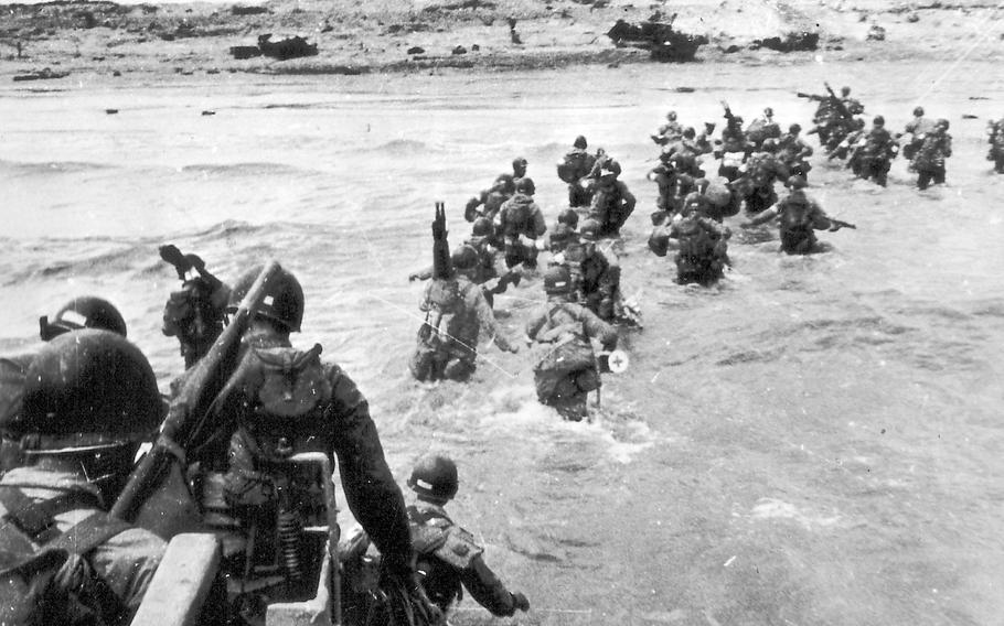 American soldiers land on Utah Beach in June 1944.