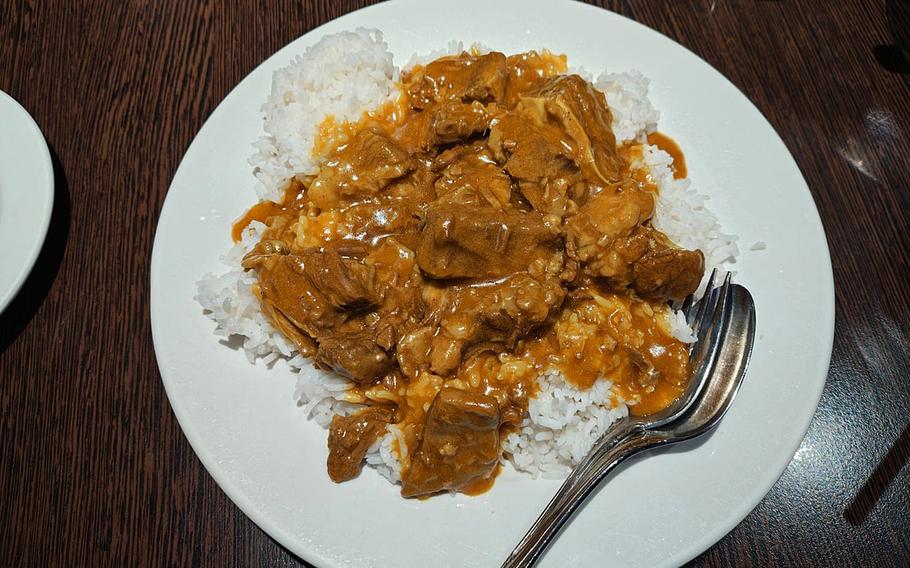 A plate of food at a restaurant in the U.K.