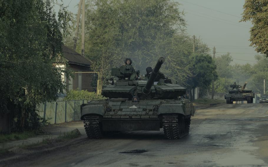 Ukrainian forces rumble through Ukraine's Zaporizhzhia region in June.