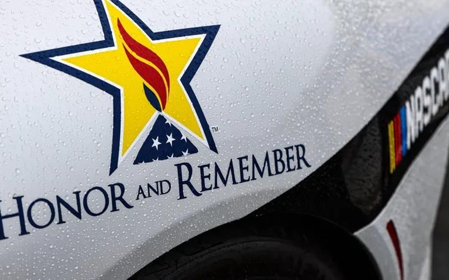 Honor and Remember is displayed on a NASCAR race car 