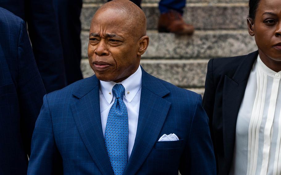 Mayor Eric Adams exits the Thurgood Marshall Courthouse after making the first appearance in his corruption case on Oct. 2, 2024, in New York City. Adams said he didn’t discuss his <a href="https://www.justice.gov/usao-sdny/pr/new-york-city-mayor-eric-adams-charged-bribery-and-campaign-finance-offenses" id="link-2e589402fb0949d9ae96e8458665b939">federal corruption case</a> with soon-to-be president Donald Trump during their meeting in Florida on Friday, Jan. 17, 2025. (Alex Kent/TNS)