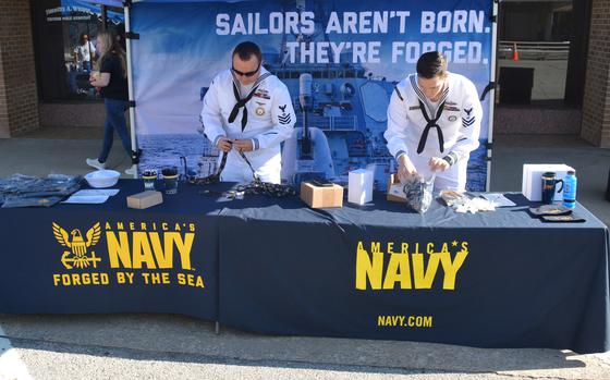 Sailors From Navy Talent Acquisition Group Red River Set Up A Booth At ...