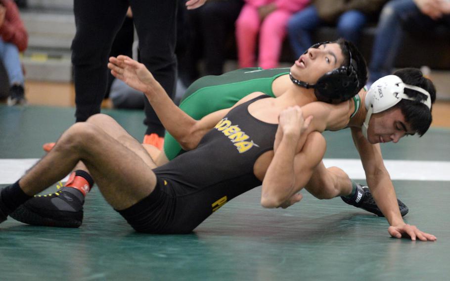 Noah Star tries for a pin.