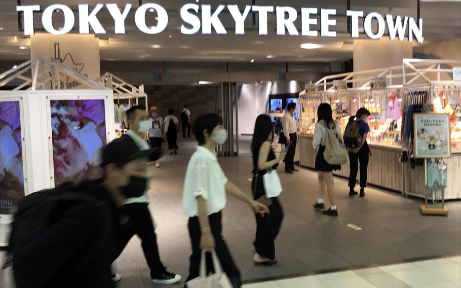 After a short walk from Oshiage Station, you’ll find the big Tokyo Skytree Town sign on the wall above, where the journey begins on several escalators. 
