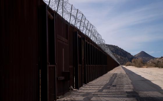 The border wall along the US-Mexico border in Jacumba Hot Springs, Calif.