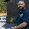 Dillon Dean, who voices Tecumseh in Civilization VII, poses for a portrait at the Shawnee Language Center on Sept. 20, 2024 in Miami, Okla.. 