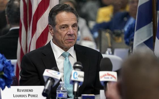 FILE - Former New York Gov. Andrew Cuomo listens to remarks while attending a meeting, March 17, 2022, in New York. (AP Photo/Seth Wenig, File)