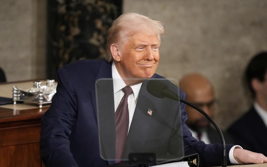 President Donald Trump addresses a joint session of Congress.