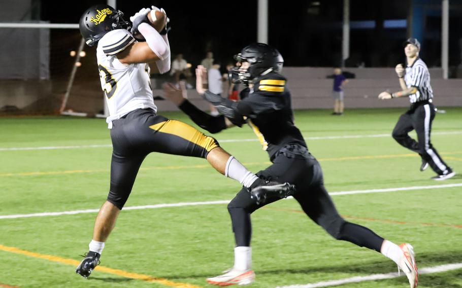 Neil Kentish caught one of two touchdown passes for Kadena against ASIJ.