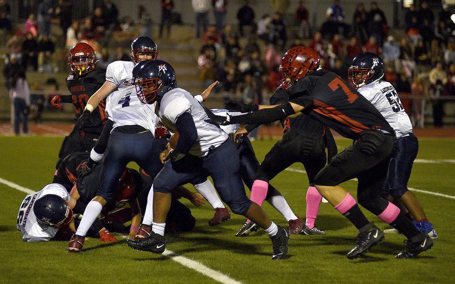 Ethan Jenkins scores a touchdown.