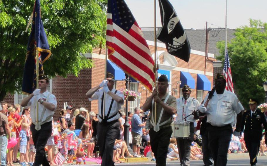 Members of VFW Post 6933 in Darien, Conn., march in this undated photo. The merger of two Connecticut VFW posts and the ebbing health of another are the most recent signs of state veterans organizations’ ongoing struggles to retain members and remain financially stable.