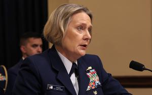Adm. Linda Fagan, commandant of the Coast Guard, testifies Wednesday, July 24, 2024, at a House Committee on Homeland Security hearing.
