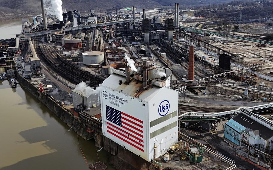 A U.S. Steel plan in Clairton, Pa., is viewed from above, Feb. 26, 2024.