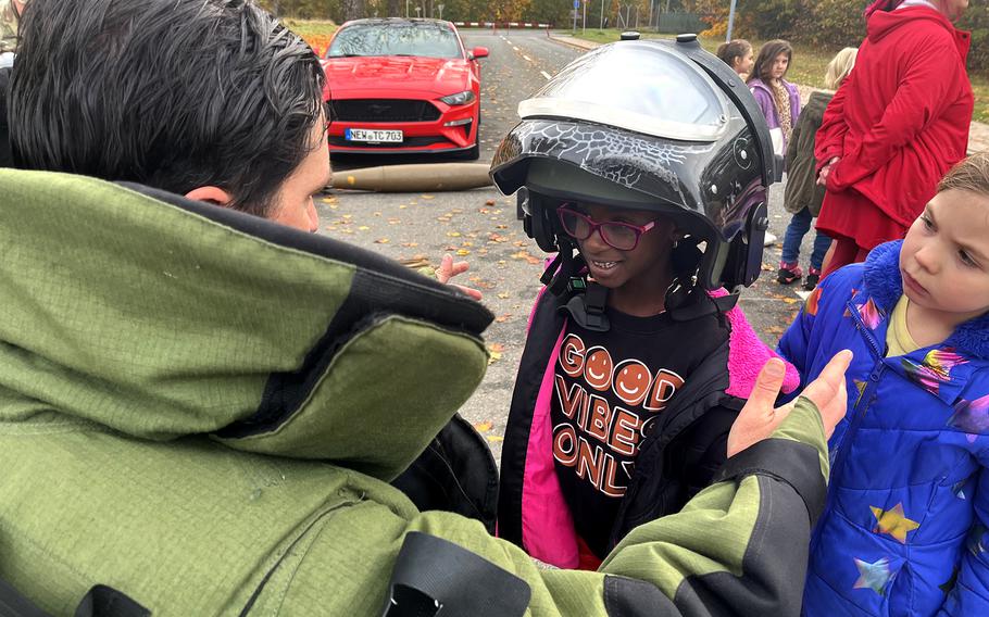 A second-grader learns about disposal of explosives.