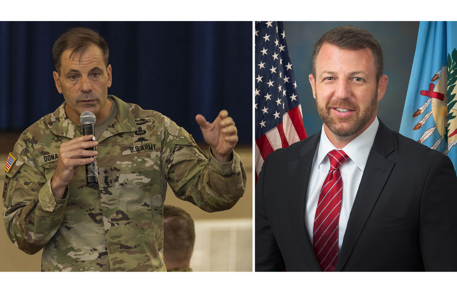 Army Lt. Gen. Christopher Donahue and Sen. Markwayne Mullin