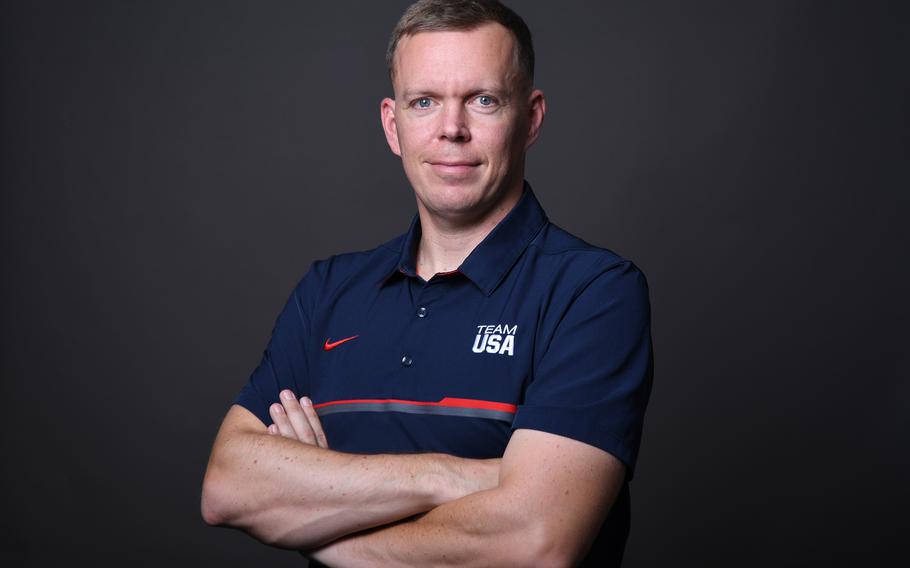 Master Sgt. Dennis Bowsher is coaching the modern pentathlon team at the 2024 Paris Olympics.