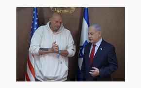 A video screen grab shows U.S. Sen. John Fetterman meeting with Israeli Prime Minister Benjamin Netanyahu on Wednesday, June 26, 2024.