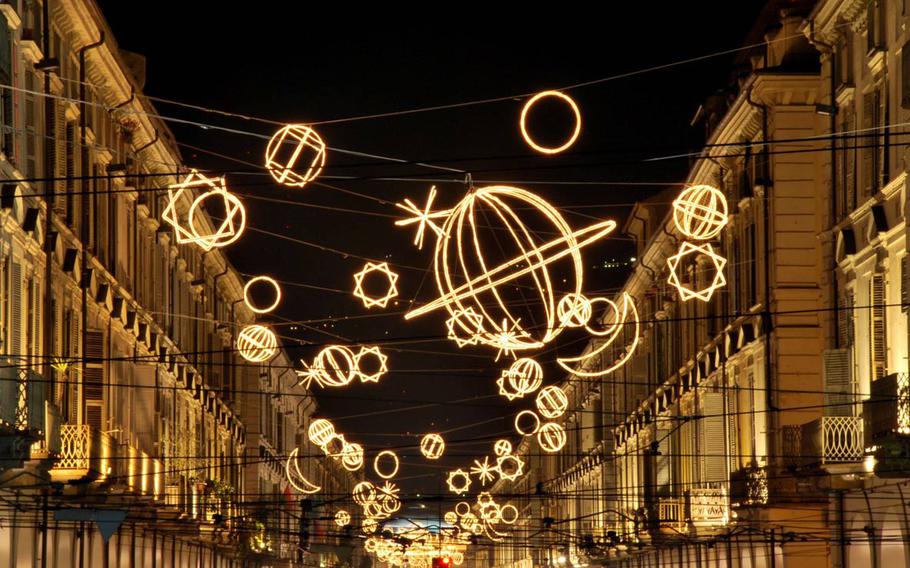 The streets of Turin, Italy, are lit up in fanciful ways for its Luci d'Artista displays through Jan. 13. 