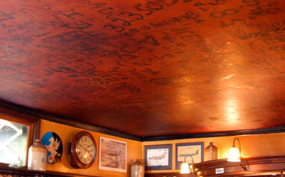 The ceiling of The Eagle in Cambridge has grafitti written with cigarette lighters by American and British in World War II. Many pubs have been serving ale to folks for centuries.