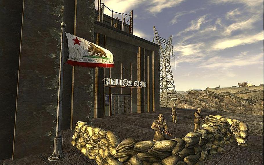 Troops from the New California Republic guard a power plant in 'Fallout: New Vegas.' The NCR is one of many factions in the role-playing game.