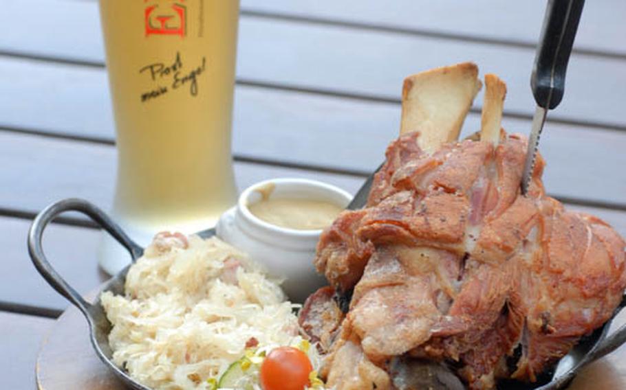 On select Fridays, Gasthaus Zum Engel in Wiesbaden offers a more than 3-pound helping of grilled leg of pork that can be enjoyed right off the bone for 14.60 euros.