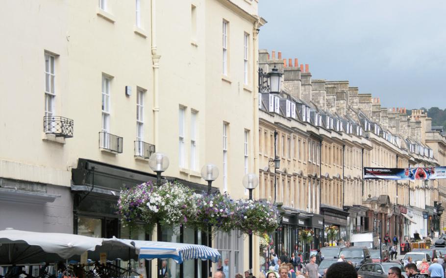 Milsom Street in the English city of Bath is a fashionable shopping destination now as it was during Jane Austen's lifetime.