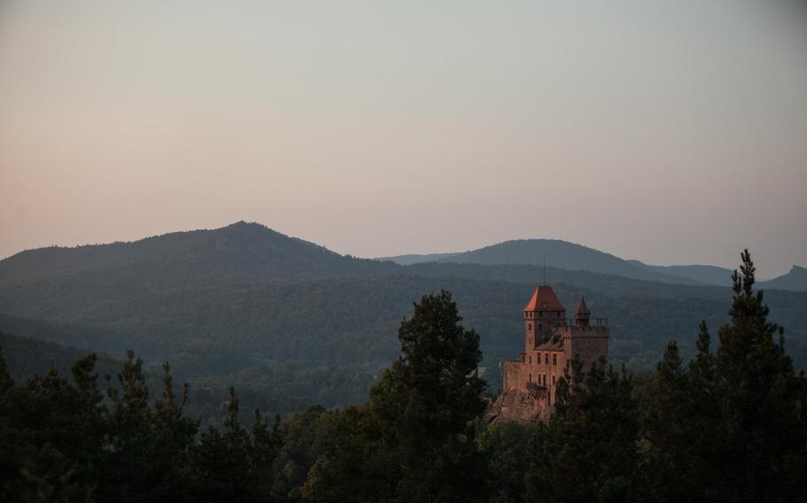 Burg Berwartstein, a Medieval castle in Germany's Palatinate Forest near the French border, as seen from "Little France," a fortification near the castle used in its defense during the Middle Ages.