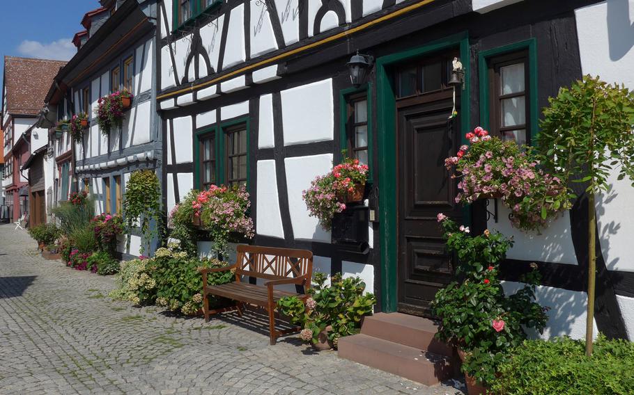 A row of half-timbered houses in Seligenstadt's Old Town district. The town on the Main River is full of this type of architecture.