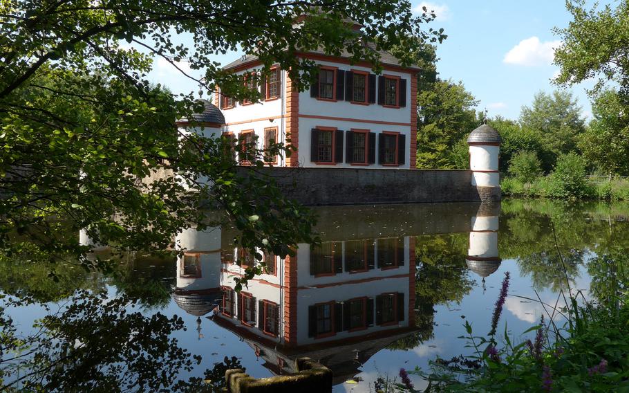 The baroque Wasserburg on the outskirts of Seligenstadt, Germany, was built as a summer residence for the Seligenstadt abbots in 1708. Unfortunately it is not open to the public.