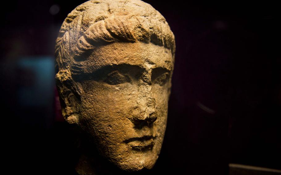 A bust from the Gallo-Roman period is displayed at the Golden Court Museum in Metz, France.