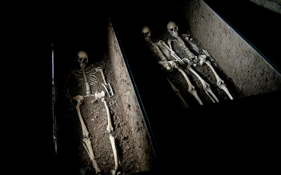 Deceased residents of Metz, France, from the Merovingian era are on display at the Golden Court Museum.