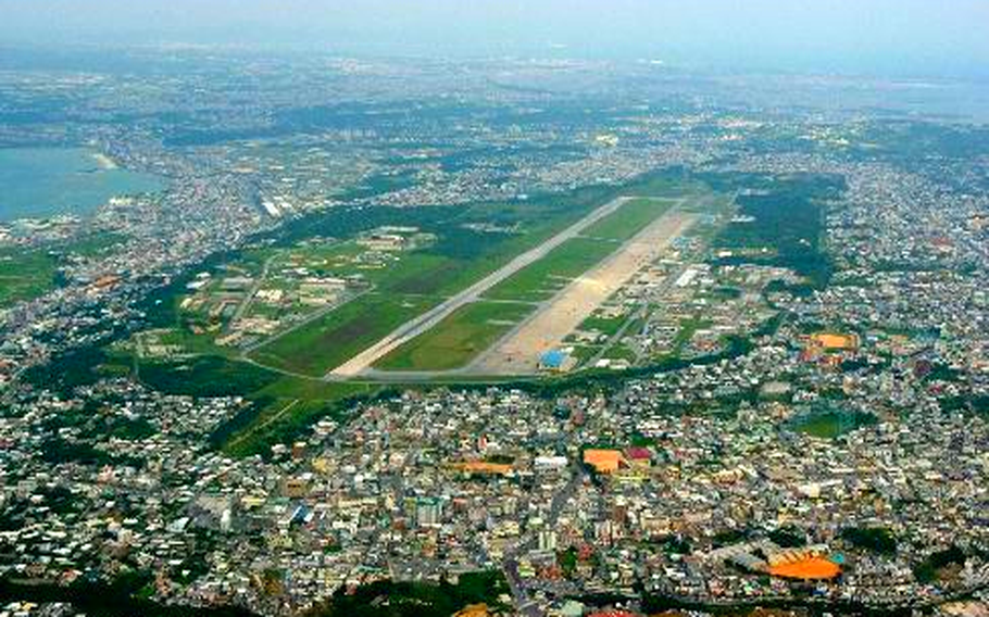 An aerial view of Futenma Air Base on Okinawa.