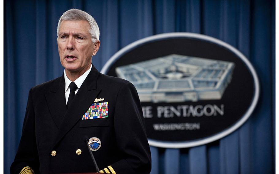 Adm. Samuel Locklear III, commander of U.S. Pacific Command, speaks at the Pentagon on Friday, June 15, 2012.