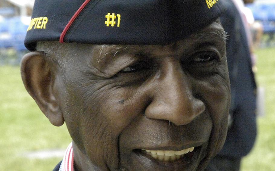 Joseph Ginyard, 87, was among approximately 400 Montford Point Marines who attended a ceremony in their honor Thursday at Marine Barracks in Washington, D.C., where the WWII-era Marines were each presented with a bronze replica of the Congressional Gold Medal.