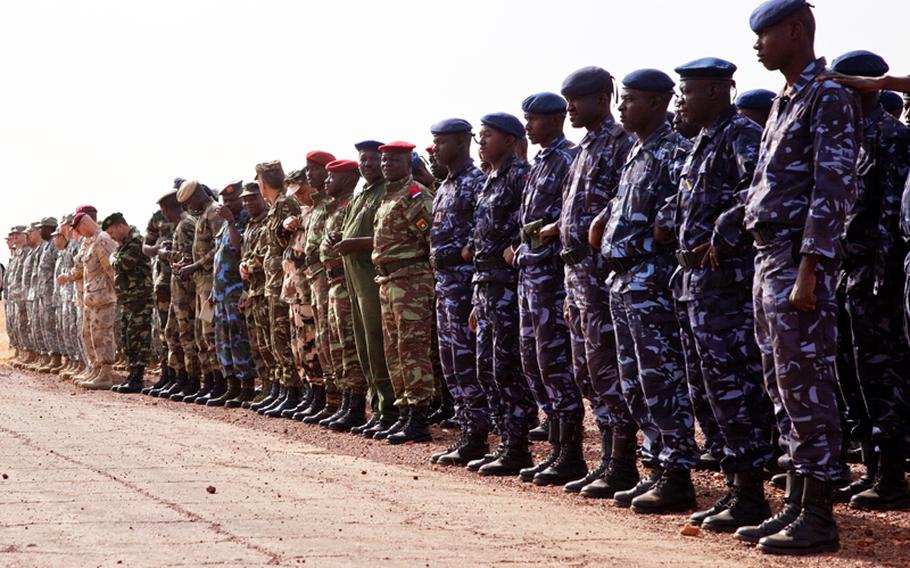 Troops from the United States, Mali, Canada, Senegal, Uganda, Algeria and Tunisia at the Atlas Accord 2012 exercise at a base in Sevare, Mali. The U.S. has been providing planning support to regional militaries working on an African-led intervention that was not expected to take place before the fall.