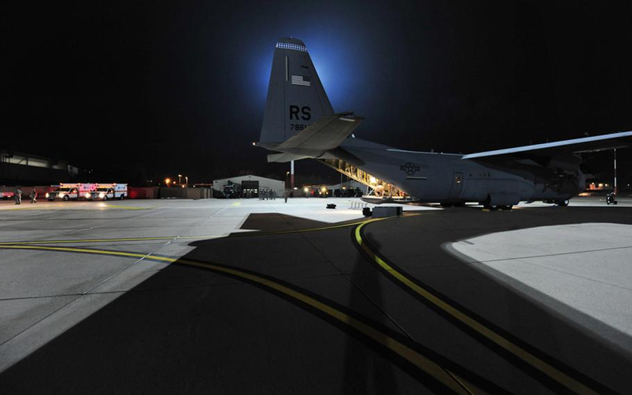 A C-130J Hercules at Ramstein Air Base, Germany, in October 2011. 