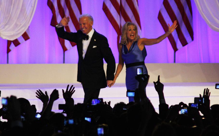Vice President Joe Biden and second lady Dr. Jill Biden attend the Inaugural Ball in Washington, D.C. on Jan. 21, 2013.

