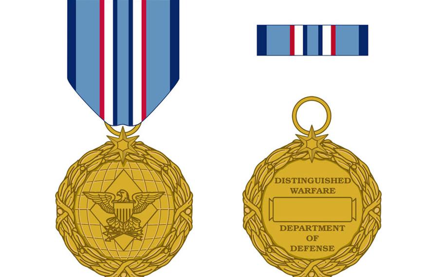 The Distinguished Warfare Medal, which could go to servicemembers who never set foot in a combat zone, but launch drone strikes or cyberattacks that kill or disable an enemy. 
